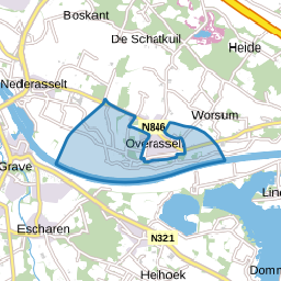 Verspreide huizen Overasseltse Uiterwaarden