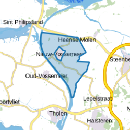 Verspreide huizen waaronder Pelsendijk en Rolaf