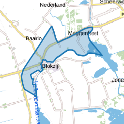 Verspreide huizen ten noorden van Blokzijl