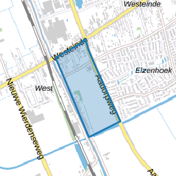 Verspreide huizen ten oosten van kanaal
