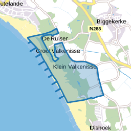 Verspreide huizen in recreatiegebied van Biggekerke